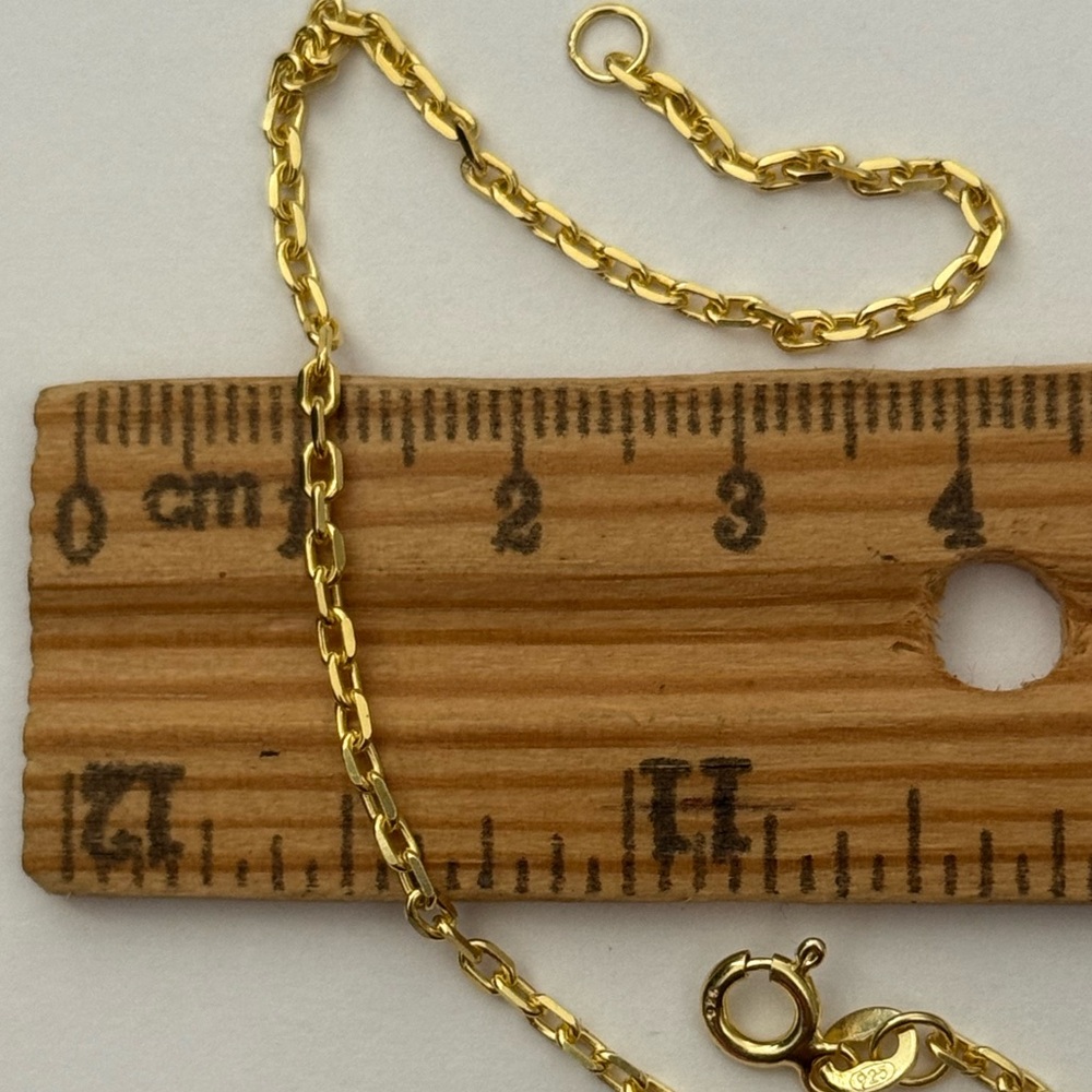 925 Silver 7.5” 2mm bracelet link chain 18k yellow gold plated Unisex